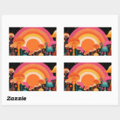 Psychedelische Paddenstoel Zonsondergang – Retro F Rechthoekige Sticker (Vel)