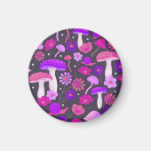 Psychedelische paddenstoelen en Floral roze, Paars Magneet (Voorkant)