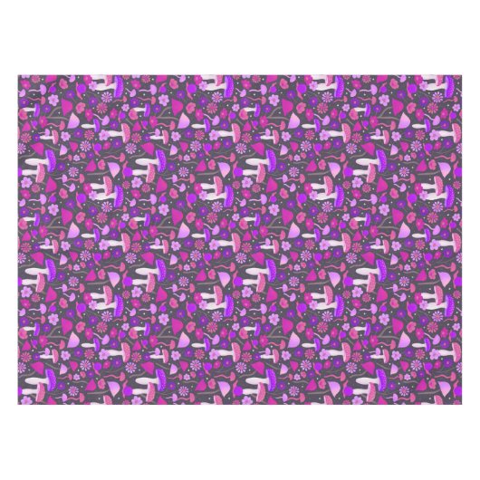 Psychedelische paddenstoelen en Floral roze, Paars Tafelkleed (Voorkant (Horizontaal))