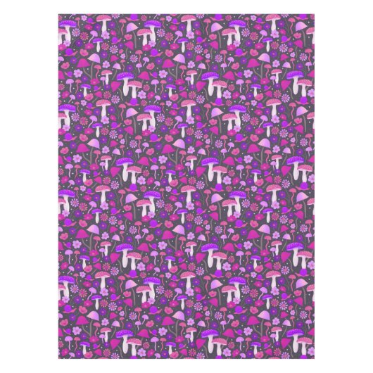 Psychedelische paddenstoelen en Floral roze, Paars Tafelkleed (Voorkant)