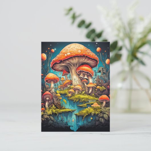 Psychedelische paddenstoelen na middernacht briefkaart (Staand voorkant)