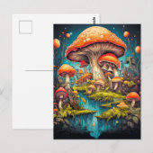 Psychedelische paddenstoelen na middernacht briefkaart (Voorkant / Achterkant)