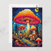 Psychedelische paddenstoelen na middernacht briefkaart (Voorkant / Achterkant)