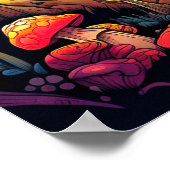 Psychedelische paddenstoelen na middernacht poster (Hoek)
