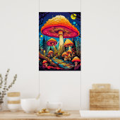 Psychedelische paddenstoelen na middernacht poster (Keuken)