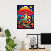 Psychedelische paddenstoelen na middernacht poster (Thuiskantoor)