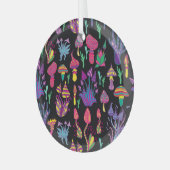 Psychedelische paddenstoelen Rainbow Colors Patroo Glas Ornament (Voorkant links)