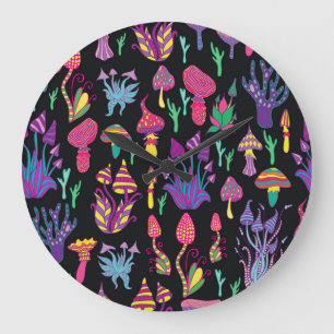 Psychedelische paddenstoelen Rainbow Colors Patroo Grote Klok