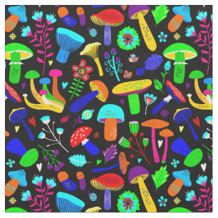 Psychedelische paddenstoelen retro bloemig stof