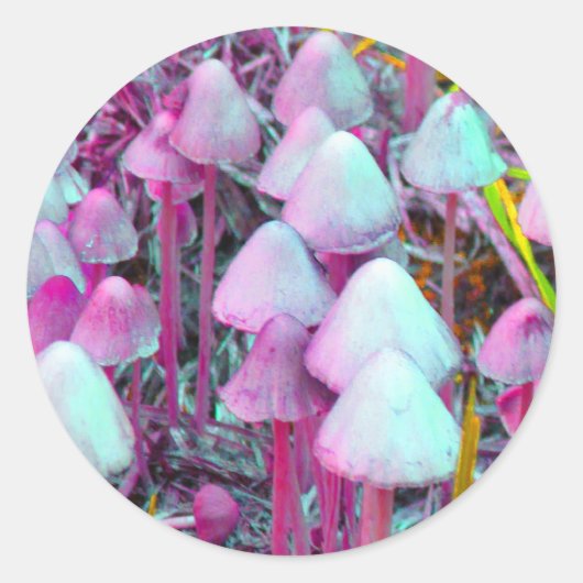 Psychedelische paddenstoelen ronde sticker (Voorkant)
