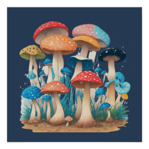 Psychedelische Paddenstoelen T-shirt Botanisch Perfect Poster