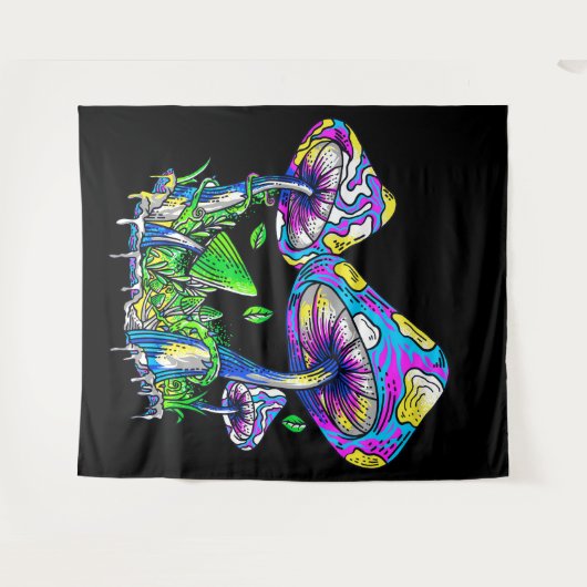 Psychedelische paddenstoelen wandkleed (Voorkant (horizontaal))