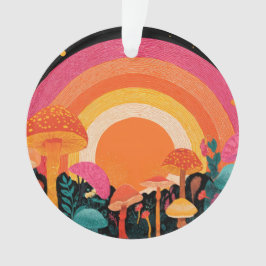 Psychedelische Paddenstoelen Zonsondergang – Retro Ornament