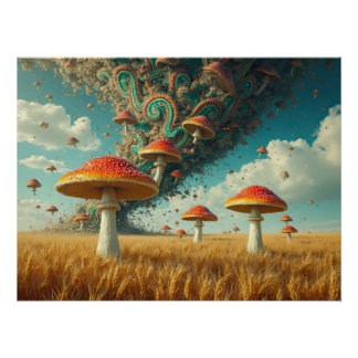 Psychedelische Paisley paddenstoelen Perfect Poster