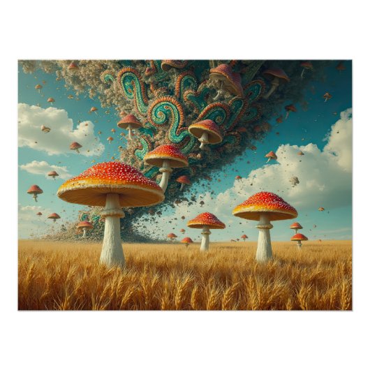Psychedelische Paisley paddenstoelen Perfect Poster (Voorkant)