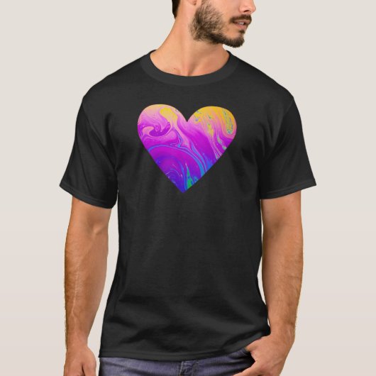 Psychedelische Party Liquid Heart T-shirt (Voorkant)