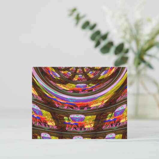 Psychedelische Pasen Kaleidoscoop Art Print Briefkaart (Staand voorkant)
