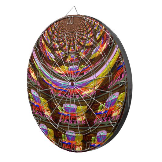 Psychedelische Pasen Kaleidoscoop Art Print Dartbord (Voorkant Rechts)