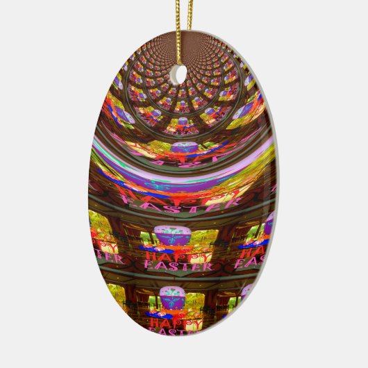 Psychedelische Pasen Kaleidoscoop Art Print Keramisch Ornament (Links)