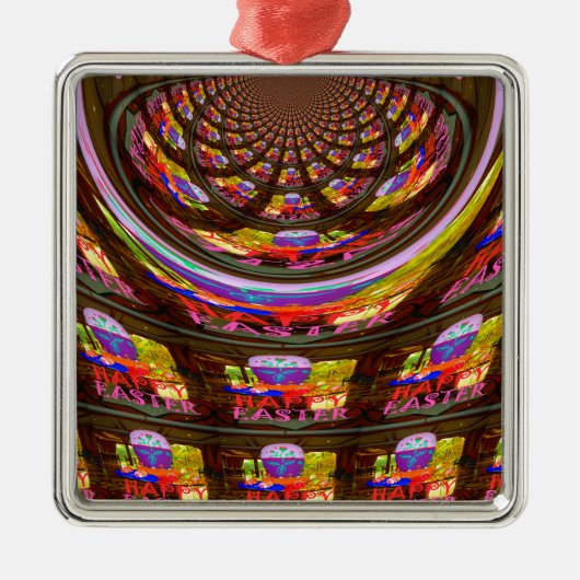 Psychedelische Pasen Kaleidoscoop Art Print Metalen Ornament (Voorkant)