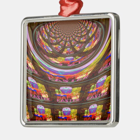 Psychedelische Pasen Kaleidoscoop Art Print Metalen Ornament (Links)