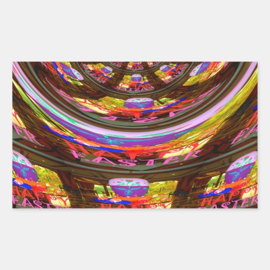 Psychedelische Pasen Kaleidoscoop Art Print Rechthoekige Sticker (Voorkant)
