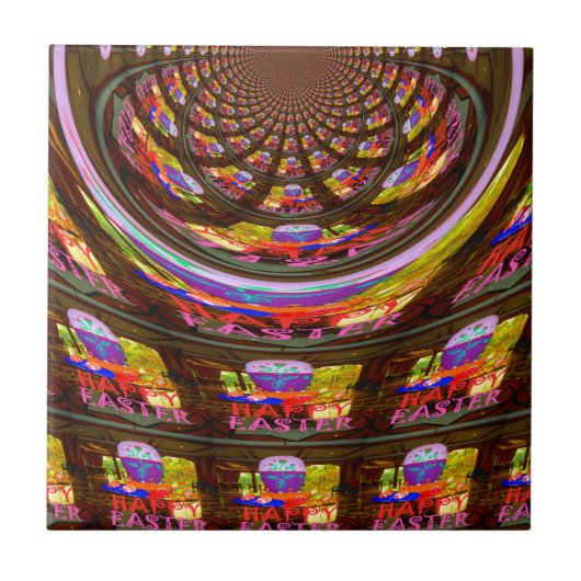 Psychedelische Pasen Kaleidoscoop Art Print Tegeltje (Voorkant)