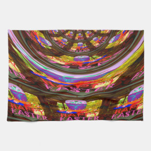 Psychedelische Pasen Kaleidoscoop Art Print Theedoek