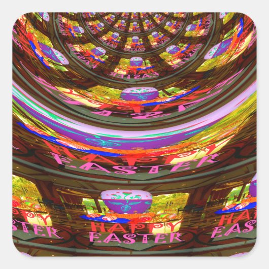 Psychedelische Pasen Kaleidoscoop Art Print Vierkante Sticker (Voorkant)