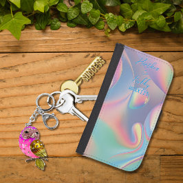 Psychedelische pastel iriserende bubbels en namen galaxy s4 portefeuille hoesje