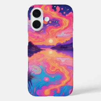 Psychedelische pastel sky telefoonhoesje iPhone 16 hoesje