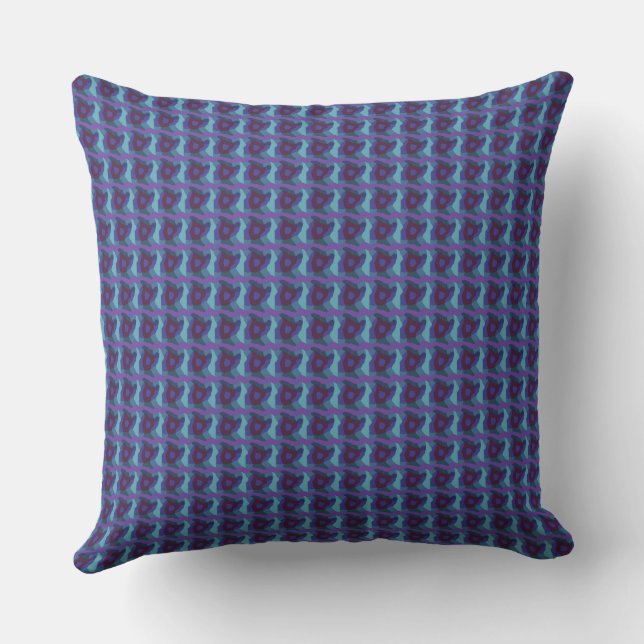 Psychedelische Patchwork Blauwgroen Paarse Aubergi Kussen (Achterkant)