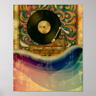 Psychedelische Platenspeler Kunst Poster
