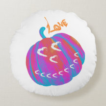 Psychedelische pompoen Hart rond kussen