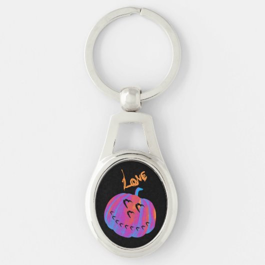 Psychedelische pompoen hart Sleutelhanger (Voorkant)