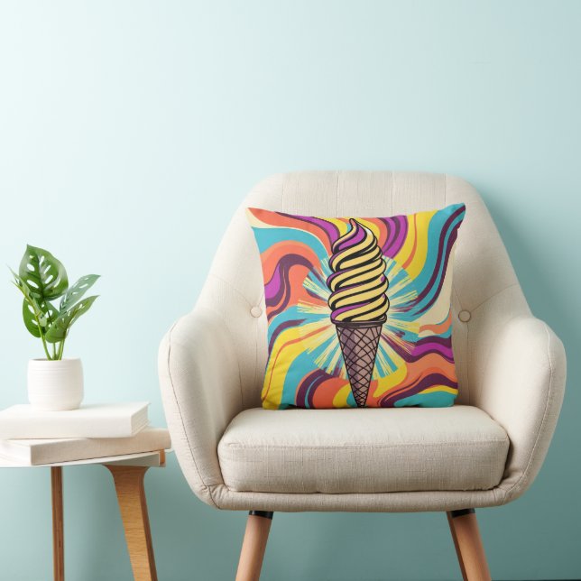 Psychedelische Pop Art Ijsje Kussen (Stoel)