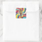 Psychedelische Pop Art Ijsje Vierkante Sticker (Tas)