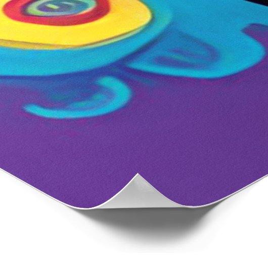 Psychedelische Pop Art Portrait – Vibrant Neon Tri Poster (Hoek)