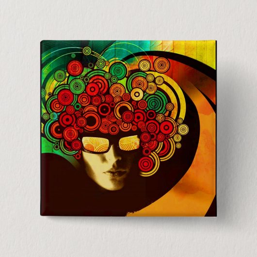 psychedelische pop vierkante button 5,1 cm (Voorkant)