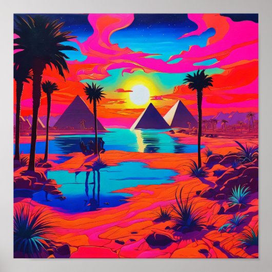 Psychedelische Poster Kunst Egyptisch Landschap (Voorkant)