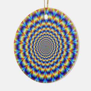 Psychedelische puls in blauw en geel Ornament