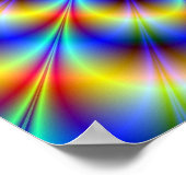 Psychedelische puls in blauw en geel Poster (Hoek)