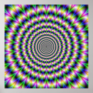 Psychedelische puls in Paars en groen Poster