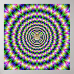 Psychedelische puls in Paars en groen Poster