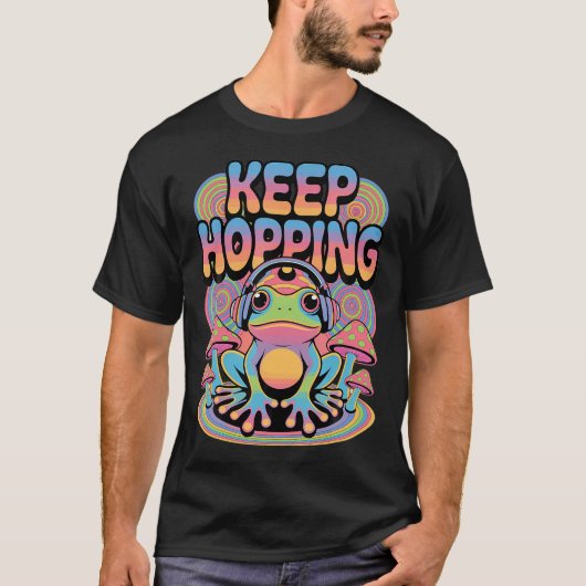 Psychedelische Rave Kikker Paddenstoel T-shirt (Voorkant)