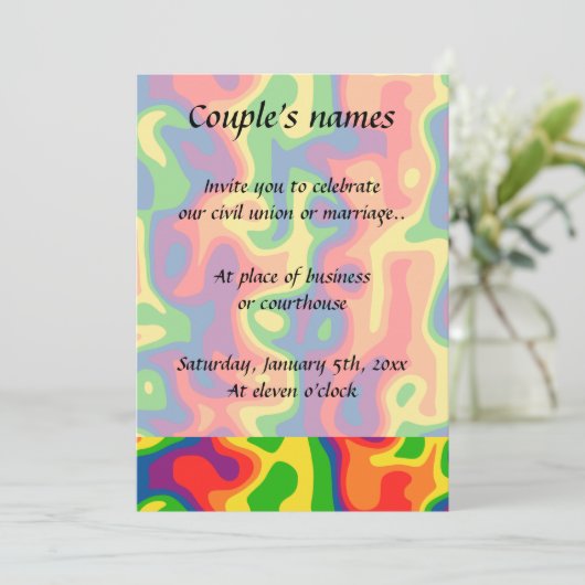 Psychedelische regenboog bruiloft kaart (Staand voorkant)