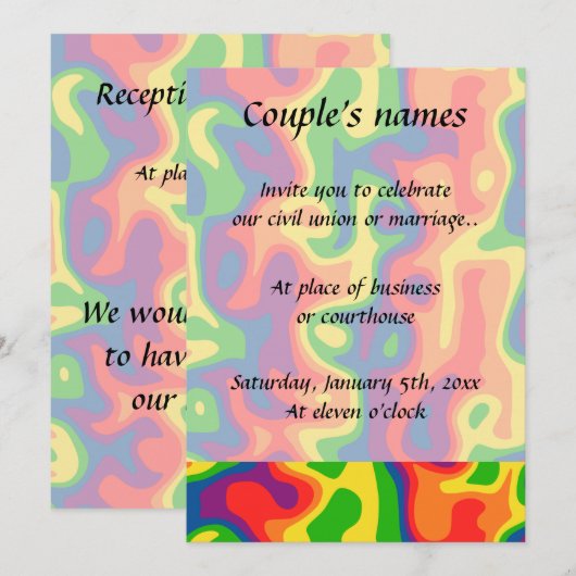 Psychedelische regenboog bruiloft kaart (Voorkant / Achterkant)