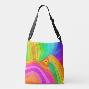 Psychedelische regenboog crossbody tas