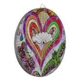 Psychedelische Regenboog Hart Kunstprint Dartbord (Voorkant Links)
