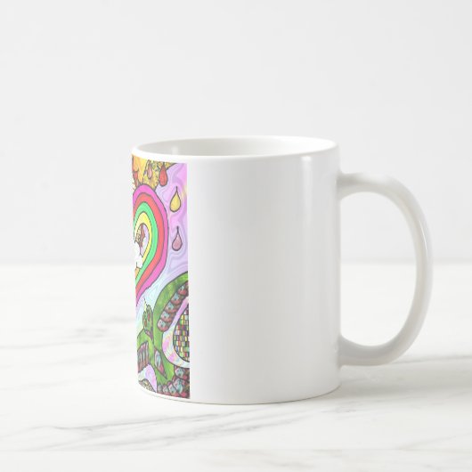 Psychedelische Regenboog Hart Kunstprint Koffiemok (Rechts)